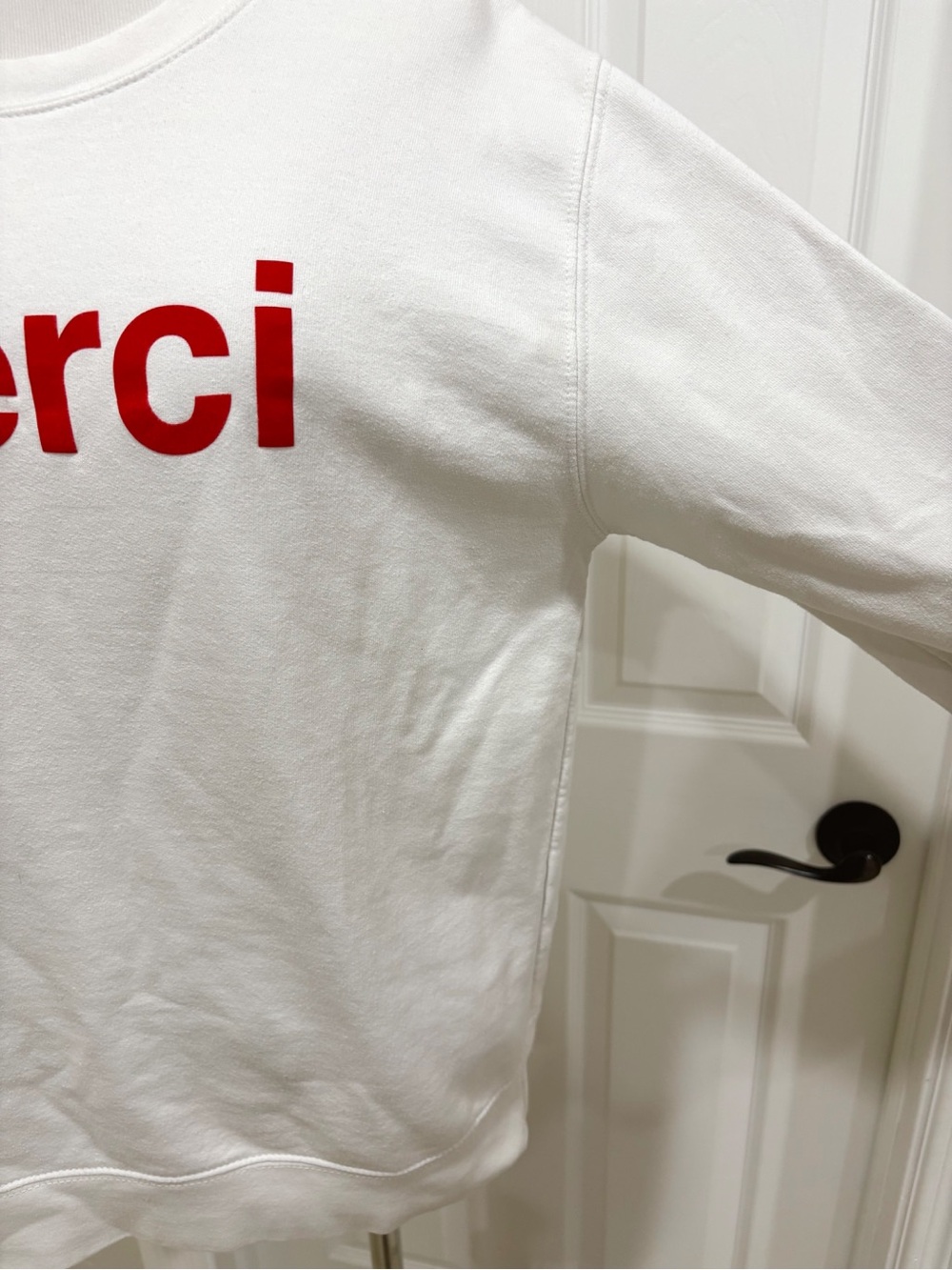 Merci White Limited Edition ‘Merci' Red Letter Graphic Sweatshirt - Picture 4 of 6